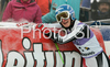 Winner Kathrin Zettel of Austria reacts in finish of second run of Semmering women giant slalom race of Audi FIS Ski World Cup 2008-09. Giant slalom race of Women Audi FIS Ski World Cup 2008-09 was held Semmering, Austria, on Sunday, 28th of December 2008.
