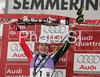 Winner Kathrin Zettel of Austria celebrates her medals won in Semmering women giant slalom race of Audi FIS Ski World Cup 2008-09. Giant slalom race of Women Audi FIS Ski World Cup 2008-09 was held Semmering, Austria, on Sunday, 28th of December 2008.
