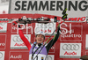 Winner Kathrin Zettel of Austria celebrates her medals won in Semmering women giant slalom race of Audi FIS Ski World Cup 2008-09. Giant slalom race of Women Audi FIS Ski World Cup 2008-09 was held Semmering, Austria, on Sunday, 28th of December 2008.
