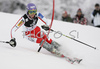 Fourth placed after first run Sarka Zahrobska of Czech skiing in first run of Zagreb women slalom race of Audi FIS Ski World Cup 2008-09. Slalom race of Women Audi FIS Ski World Cup 2008-09 was held Zagreb, Croatia, on Sunday, 4th of January 2009.
