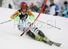 Kathrin Hoelzl of Germany skiing in first run of Zagreb women slalom race of Audi FIS Ski World Cup 2008-09. Slalom race of Women Audi FIS Ski World Cup 2008-09 was held Zagreb, Croatia, on Sunday, 4th of January 2009.
