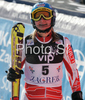 Seventh placed Tanja Poutiainen of Finland reacts in finish of second run of Zagreb women slalom race of Audi FIS Ski World Cup 2008-09. Slalom race of Women Audi FIS Ski World Cup 2008-09 was held Zagreb, Croatia, on Sunday, 4th of January 2009.
