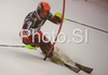 Second after first run Ivica Kostelic of Croatia skiing in first run of Zagreb men slalom race of Audi FIS Ski World Cup 2008-09. Slalom race of Men Audi FIS Ski World Cup 2008-09 was held on Sljeme above Zagreb, Croatia, on Tuesday, 6th of January 2009.
