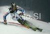 Alexandre Anselmet of France skiing in first run of Zagreb men slalom race of Audi FIS Ski World Cup 2008-09. Slalom race of Men Audi FIS Ski World Cup 2008-09 was held on Sljeme above Zagreb, Croatia, on Tuesday, 6th of January 2009.
