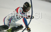 Alexandre Anselmet of France skiing in first run of Zagreb men slalom race of Audi FIS Ski World Cup 2008-09. Slalom race of Men Audi FIS Ski World Cup 2008-09 was held on Sljeme above Zagreb, Croatia, on Tuesday, 6th of January 2009.
