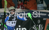Fifth placed Johan Brolenius of Sweden reacts in finish of second run of Zagreb men slalom race of Audi FIS Ski World Cup 2008-09. Slalom race of Men Audi FIS Ski World Cup 2008-09 was held on Sljeme above Zagreb, Croatia, on Tuesday, 6th of January 2009.
