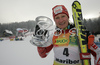 Third placed Tanja Poutiainen of Finland celebrate her medal won in of Maribor women slalom race of Audi FIS Ski World Cup 2008-09. Slalom race of Women Audi FIS Ski World Cup 2008-09 was held in Maribor, Slovenia on Sunday, 11th of January 2009.
