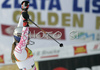 Fourth placed Lindsey Vonn of USA reacts in finish of second run of Maribor women slalom race of Audi FIS Ski World Cup 2008-09. Slalom race of Women Audi FIS Ski World Cup 2008-09 was held in Maribor, Slovenia on Sunday, 11th of January 2009.
