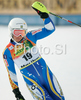 Sixth placed Frida Hansdotter of Sweden reacts in finish of second run of Maribor women slalom race of Audi FIS Ski World Cup 2008-09. Slalom race of Women Audi FIS Ski World Cup 2008-09 was held in Maribor, Slovenia on Sunday, 11th of January 2009.
