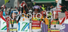 Winner Maria Riesch of Germany (M), second placed Kathrin Zettel of Austria (L) and third placed Tanja Poutiainen of Finland (R) celebrate their medals won in of Maribor women slalom race of Audi FIS Ski World Cup 2008-09. Slalom race of Women Audi FIS Ski World Cup 2008-09 was held in Maribor, Slovenia on Sunday, 11th of January 2009.
