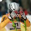 Fanny Chmelar of Germany reacts in finish of second run of Maribor women slalom race of Audi FIS Ski World Cup 2008-09. Slalom race of Women Audi FIS Ski World Cup 2008-09 was held in Maribor, Slovenia on Sunday, 11th of January 2009.
