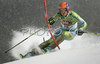 Bernard Vajdic of Slovenia skiing in first run of Men slalom race of Schladming Audi FIS Ski World Cup 2008-09. Schladming slalom Nightrace of Men Audi FIS Ski World Cup 2008-09 was held in Schladming, Austria on Sunday, 27th of January 2009.
