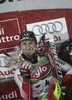 Winner Reinfried Herbst of Austria celebrates his medal won in Men slalom race of Schladming Audi FIS Ski World Cup 2008-09. Schladming slalom Nightrace of Men Audi FIS Ski World Cup 2008-09 was held in Schladming, Austria on Sunday, 27th of January 2009.
