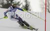 Sandrine Aubert of France skiing in first run of Women slalom race of Garmisch-Partenkirchen Audi FIS Ski World Cup 2008-09. Garmisch-Partenkirchen slalom Women Audi FIS Ski World Cup 2008-09 was held in Garmisch-Partenkirchen on Friday, 30th of January 2009.
