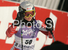 Sanni Leinonen of Finland reacts in finish of second run of Women slalom race of Garmisch-Partenkirchen Audi FIS Ski World Cup 2008-09. Garmisch-Partenkirchen slalom Women Audi FIS Ski World Cup 2008-09 was held in Garmisch-Partenkirchen on Friday, 30th of January 2009.
