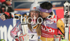 Winner Lindsey Vonn of USA (L) and second placed Maria Riesch of Germany (R) celebrates their medal won in Women slalom race of Garmisch-Partenkirchen Audi FIS Ski World Cup 2008-09. Garmisch-Partenkirchen slalom Women Audi FIS Ski World Cup 2008-09 was held in Garmisch-Partenkirchen on Friday, 30th of January 2009.
