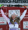 Winner Lindsey Vonn of USA celebrates her medal won in Women slalom race of Garmisch-Partenkirchen Audi FIS Ski World Cup 2008-09. Garmisch-Partenkirchen slalom Women Audi FIS Ski World Cup 2008-09 was held in Garmisch-Partenkirchen on Friday, 30th of January 2009.
