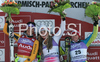 Winner Lindsey Vonn of USA (M), second placed Maria Riesch of Germany (L) and third placed Marusa Ferk of Slovenia (R) celebrates their medals won in Women slalom race of Garmisch-Partenkirchen Audi FIS Ski World Cup 2008-09. Garmisch-Partenkirchen slalom Women Audi FIS Ski World Cup 2008-09 was held in Garmisch-Partenkirchen on Friday, 30th of January 2009.
