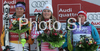 Winner Lindsey Vonn of USA (M), second placed Maria Riesch of Germany (L) and third placed Marusa Ferk of Slovenia (R) celebrates their medals won in Women slalom race of Garmisch-Partenkirchen Audi FIS Ski World Cup 2008-09. Garmisch-Partenkirchen slalom Women Audi FIS Ski World Cup 2008-09 was held in Garmisch-Partenkirchen on Friday, 30th of January 2009.
