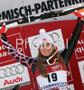 Winner Lindsey Vonn of USA celebrates her medal won in Women Super-G race of Garmisch-Partenkirchen Audi FIS Ski World Cup 2008-09. Garmisch-Partenkirchen Super-G race of Women Audi FIS Ski World Cup 2008-09 was held in Garmisch-Partenkirchen on Sunday, 1st of February 2009.
