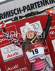 Winner Lindsey Vonn of USA celebrates her medal won in Women Super-G race of Garmisch-Partenkirchen Audi FIS Ski World Cup 2008-09. Garmisch-Partenkirchen Super-G race of Women Audi FIS Ski World Cup 2008-09 was held in Garmisch-Partenkirchen on Sunday, 1st of February 2009.
