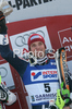 Winner Manfred Moelgg of Italy celebrates his medal won in  Men slalom race of Garmisch-Partenkirchen Audi FIS Ski World Cup 2008-09. Garmisch-Partenkirchen slalom Men Audi FIS Ski World Cup 2008-09 was held in Garmisch-Partenkirchen on Sunday, 1st of February 2009.
