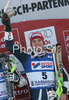 Winner Manfred Moelgg of Italy celebrates his medal won in  Men slalom race of Garmisch-Partenkirchen Audi FIS Ski World Cup 2008-09. Garmisch-Partenkirchen slalom Men Audi FIS Ski World Cup 2008-09 was held in Garmisch-Partenkirchen on Sunday, 1st of February 2009.
