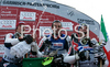 Members of Italian team with winner Manfred Moelgg of Italy (L), second placed Giorgio Rocca of Italy (M) and eight placed Giuliano Razzoli of Italy (R) celebrate their success in  Men slalom race of Garmisch-Partenkirchen Audi FIS Ski World Cup 2008-09. Garmisch-Partenkirchen slalom Men Audi FIS Ski World Cup 2008-09 was held in Garmisch-Partenkirchen on Sunday, 1st of February 2009.
