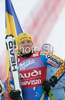 Fifth placed Anja Paerson of Sweden celebrates her success in Women Super combined race of Tarvisio Audi FIS Ski World Cup 2008-09. Super combined race of Women Audi FIS Ski World Cup 2008-09 was held in Tarvisio, Italy on Friday, 20th of February 2009.
