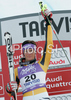 Winner Maria Riesch of Germany celebrates her medal won in Women Super combined race of Tarvisio Audi FIS Ski World Cup 2008-09. Super combined race of Women Audi FIS Ski World Cup 2008-09 was held in Tarvisio, Italy on Friday, 20th of February 2009.
