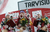  celebrates her medal won in Women Super combined race of Tarvisio Audi FIS Ski World Cup 2008-09. Super combined race of Women Audi FIS Ski World Cup 2008-09 was held in Tarvisio, Italy on Friday, 20th of February 2009.
