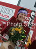 Winner Maria Riesch of Germany celebrates her medal won in Women Super combined race of Tarvisio Audi FIS Ski World Cup 2008-09. Super combined race of Women Audi FIS Ski World Cup 2008-09 was held in Tarvisio, Italy on Friday, 20th of February 2009.
