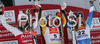 Winner Gina Stechert of Germany (M), second placed Lindsey Vonn of USA (L) and third placed Anja Paerson of Sweden (R) celebrate their medals won in Women Downhill race of Tarvisio Audi FIS Ski World Cup 2008-09. Downhill race of Women Audi FIS Ski World Cup 2008-09 was held in Tarvisio, Italy on Saturdayday, 21st of February 2009.
