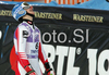 Fourth placed Kathrin Zettel of Austria reacts in finish of Women Super-G race of Tarvisio Audi FIS Ski World Cup 2008-09. Downhill race of Women Audi FIS Ski World Cup 2008-09 was held in Tarvisio, Italy on Sunday, 22nd of February 2009.
