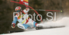 Leader after first run Didier Cuche of Switzerland skiing in first run of Men giant slalom race of Kranjska Gora Audi FIS Ski World Cup 2008-09. Giant slalom race of Men Audi FIS Ski World Cup 2008-09 was held in Kranjska Gora, Slovenia, on Saturday, 28th of February 2009.
