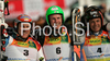 Winner Ted Ligety of USA (M), second placed Didier Cuche of Switzerland (L) and third placed Massimiliano Blardone of Italy (R) celebrate their medals in finish of second run of Men giant slalom race of Kranjska Gora Audi FIS Ski World Cup 2008-09. Giant slalom race of Men Audi FIS Ski World Cup 2008-09 was held in Kranjska Gora, Slovenia, on Saturday, 28th of February 2009.
