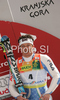 Third placed Massimiliano Blardone of Italy celebrates his medal won in Men giant slalom race of Kranjska Gora Audi FIS Ski World Cup 2008-09. Giant slalom race of Men Audi FIS Ski World Cup 2008-09 was held in Kranjska Gora, Slovenia, on Saturday, 28th of February 2009.
