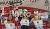 Winner Ted Ligety of USA (M), second placed Didier Cuche of Switzerland (L) and third placed Massimiliano Blardone of Italy (R) celebrate their medals won in Men giant slalom race of Kranjska Gora Audi FIS Ski World Cup 2008-09. Giant slalom race of Men Audi FIS Ski World Cup 2008-09 was held in Kranjska Gora, Slovenia, on Saturday, 28th of February 2009.

