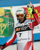 Sixth placed Manfred Pranger of Austria reacts in finish of second run of Men slalom race of Kranjska Gora Audi FIS Ski World Cup 2008-09. Slalom race of Men Audi FIS Ski World Cup 2008-09 was held in Kranjska Gora, Slovenia, on Sunday, 1st of March 2009.
