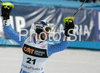 Third placed Giuliano Razzoli of Italy reacts in finish of second run of Men slalom race of Kranjska Gora Audi FIS Ski World Cup 2008-09. Slalom race of Men Audi FIS Ski World Cup 2008-09 was held in Kranjska Gora, Slovenia, on Sunday, 1st of March 2009.
