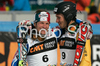 Winner Julien Lizeroux of France (L) and third placed Felix Neureuther of Germany (R) celebrate their medals in finish of second run of Men slalom race of Kranjska Gora Audi FIS Ski World Cup 2008-09. Slalom race of Men Audi FIS Ski World Cup 2008-09 was held in Kranjska Gora, Slovenia, on Sunday, 1st of March 2009.
