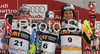 Winner Julien Lizeroux of France (M), second placed Giuliano Razzoli of Italy (L) and third placed Felix Neureuther of Germany (R) celebrate their medals won in Men slalom race of Kranjska Gora Audi FIS Ski World Cup 2008-09. Slalom race of Men Audi FIS Ski World Cup 2008-09 was held in Kranjska Gora, Slovenia, on Sunday, 1st of March 2009.
