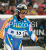 Anja Paerson of Sweden reacts in finish of second run of Women giant slalom race of Ofterschwang Audi FIS Ski World Cup 2008-09. Giant slalom race of Women Audi FIS Ski World Cup 2008-09 was held in Ofterschwang, Germany, on Friday, 6th of March 2009.
