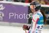 Marion Bertrand of France reacts in finish of second run of Women giant slalom race of Ofterschwang Audi FIS Ski World Cup 2008-09. Giant slalom race of Women Audi FIS Ski World Cup 2008-09 was held in Ofterschwang, Germany, on Friday, 6th of March 2009.
