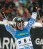 Fifth placed Denise Karbon of Italy reacts in finish of second run of Women giant slalom race of Ofterschwang Audi FIS Ski World Cup 2008-09. Giant slalom race of Women Audi FIS Ski World Cup 2008-09 was held in Ofterschwang, Germany, on Friday, 6th of March 2009.
