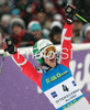 Second placed Elisabeth Goergl of Austria reacts in finish of second run of Women giant slalom race of Ofterschwang Audi FIS Ski World Cup 2008-09. Giant slalom race of Women Audi FIS Ski World Cup 2008-09 was held in Ofterschwang, Germany, on Friday, 6th of March 2009.
