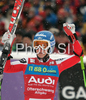 Winner Kathrin Zettel of Austria reacts in finish of second run of Women giant slalom race of Ofterschwang Audi FIS Ski World Cup 2008-09. Giant slalom race of Women Audi FIS Ski World Cup 2008-09 was held in Ofterschwang, Germany, on Friday, 6th of March 2009.
