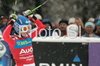Winner Kathrin Zettel of Austria reacts in finish of second run of Women giant slalom race of Ofterschwang Audi FIS Ski World Cup 2008-09. Giant slalom race of Women Audi FIS Ski World Cup 2008-09 was held in Ofterschwang, Germany, on Friday, 6th of March 2009.
