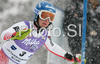 Second placed after first run Kathrin Zettel of Austria skiing in first run of Women slalom race of Ofterschwang Audi FIS Ski World Cup 2008-09. Slalom race of Women Audi FIS Ski World Cup 2008-09 was held in Ofterschwang, Germany, on Saturday, 7th of March 2009.
