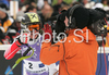Third placed Nicole Hosp of Austria reacts in finish of second run of Women slalom race of Ofterschwang Audi FIS Ski World Cup 2008-09. Slalom race of Women Audi FIS Ski World Cup 2008-09 was held in Ofterschwang, Germany, on Saturday, 7th of March 2009.
